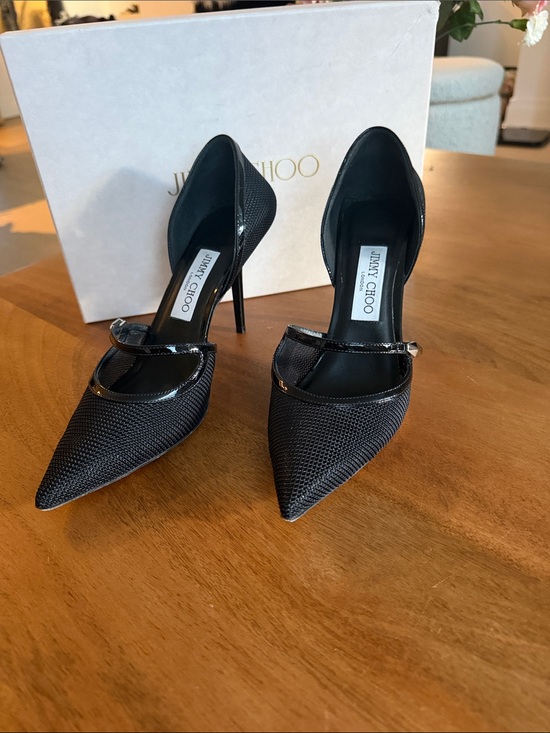 Jimmy Choo Shoes - Jimmy Choo Black Pointed Mesh Mary Jane Stiletto Pumps